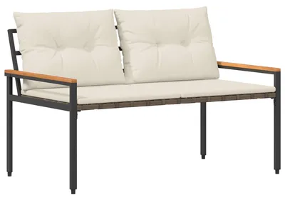 Image de Banc d'extérieur 2 places vidaXL 116 x 67,5 x 72 cm en rotin synthétique blanc crème