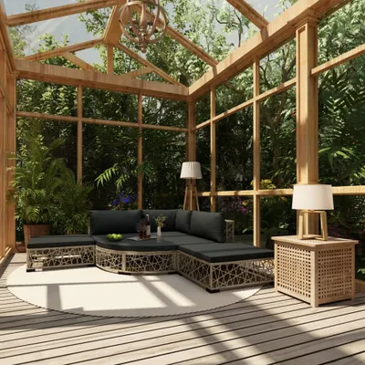 Produktbild von The Living Store 6-tlg. Garten-Lounge-Set mit Kissen Poly Rattan Grau