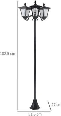 Image de Lampe solaire d'extérieur pour jardin - 120 lumens - 182,5 cm de hauteur - Éclairage extérieur en acier inoxydable