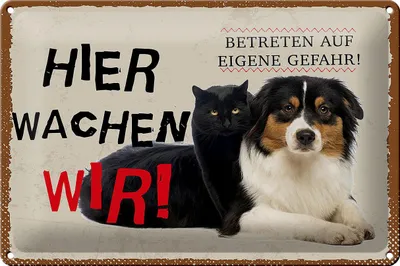 Produktbild von Blechschild Hinweis Hier wachen unsere Hunde, 30 x 20 cm, Blechschilder Tiere Achtung