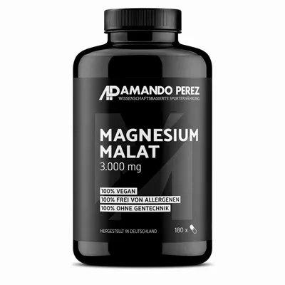 Immagine prodotto di Amando Perez Magnesio Malato 3000 mg - 180 compresse vegane - 450 mg di magnesio elementare per dose giornaliera - per il metabolismo energetico