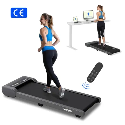 Image de Tapis de course FlexiSpot, tapis de marche 2 en 1, charge maximale de 120 kg, vitesse de 1 à 6 km/h, avec télécommande et écran LED, huile de lubrification incluse, pour la maison et le bureau, gris