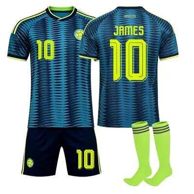 Immagine prodotto di #10 JAMES Maglia da calcio della Colombia per le partite in trasferta dei Mondiali 2026, disponibile per bambini e adulti. TAGLIA:24