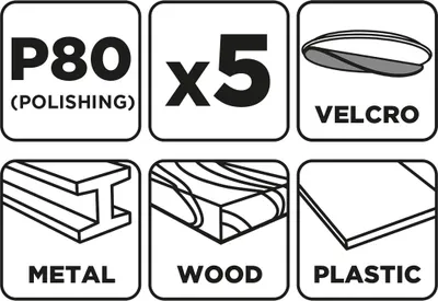 Produktbild von Schleifpapier mit Klettverschluss 93 x 185 mm, P80, 5 Stück