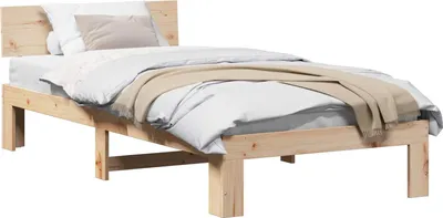 Image de Maison Exclusive - Cadre de lit avec tête de lit Nature 90 x 200 cm Bois de pin massif