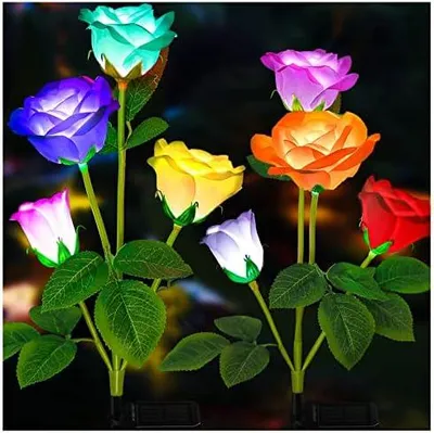 Produktbild von Solarleuchten für den Garten – verbesserte Version Außenlicht, Rosenlichter mit wechselnden 7 Farben für Hof, Gartendekoration, erweitertes Solarpanel, Rosenblüte realistischer