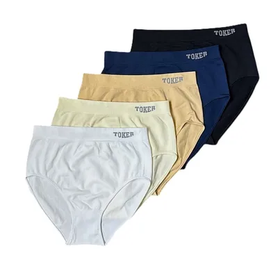Produktbild von TOKER COLLECTION® Taillenslip *Toker* Seamless ohne Nähte super elastisch und weich (5er Pack) Logo Elastikbund, Farbenmix, Größe L