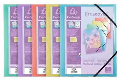 Produktbild von Exacompta 25x Sammelmappe A4 + Gummizug 3 Klappen PP sortiert 55279E