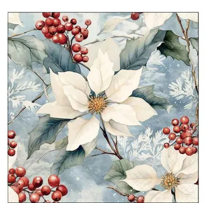 Obrázek produktu pro Koktejlové ubrousky Ambiente, rozměr 25 x 25 cm – vánoční hvězda (poinsettia)