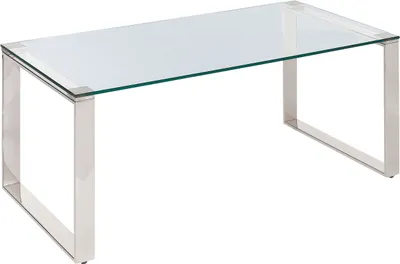 Produktbild von BELIANI Couchtisch Transparente Glasplatte Silber Edelstahlrahmen 50 x 40 cm Modernes Wohnzimmer Schlafzimmer Flur