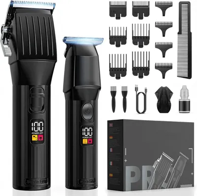 Produktbild von Haarschneidemaschine, Profi Set Bartschneider & Haartrimmer, leise - InklHaarschneideset, wiederaufladbarer T-Blade-Rasierer, Geschenkidee für Herren