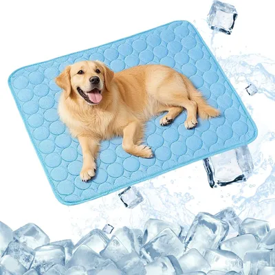Produktbild von Kühlmatte für Hunde/Katzen, 70 x 55 cm, selbstkühlend, waschbar, Sommer, Blau