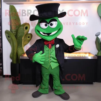 Productafbeelding van Forest Green Fajitas mascotte REDBROKOLY kostuum karakter gekleed met een colbert en handschoenen