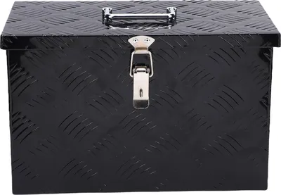Image de Boîte à outils pour plateau de camion, 16 pouces, capacité 20 l, alliage d'aluminium robuste, poignée supérieure pliable, boîte à outils pour remorque tout-terrain et pick-up