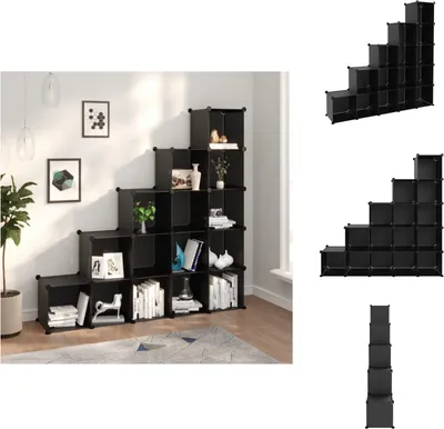 Produktbild von vidaXL Regalsystem mit 15 Würfeln Schwarz PP -  Schuhregale & -schränke
