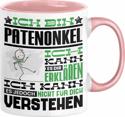 Produktbild von Patenonkel Geschenk Kaffee-Tasse Geschenkidee für Patenonkel Ich Bin Patenonkel Ich Kann Es Dir Erklären Jedoch Nicht Für Dich Verstehen Spruch Lustig (Rosa)