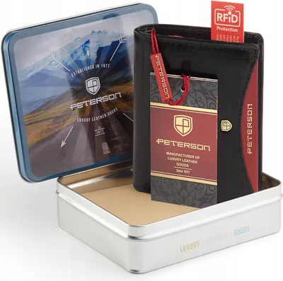 Produktbild von Peterson | Vertikale RFID-Brieftasche, aus Leder, für Herren, Schwarz, Naturleder, 10x12.5 cm