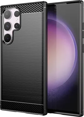 Obrázek produktu pro Karbonové Pouzdro Pro Samsung Galaxy S24 Ultra Flexibilní Silikonový Karbonový Kryt - Černý