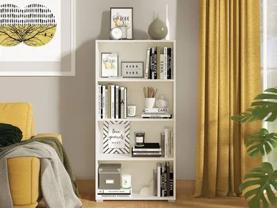 Image de Prisco - Bibliothèque, 70x25x142h cm Blanc Mat, 3 Étagères