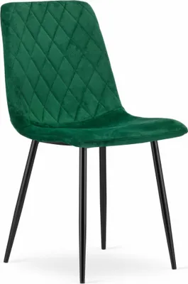 Image de Chaise de salle à manger Chaise de salon avec assise en velours avec pieds métalliques noirs, pour le salon, le bureau, la chambre ou la salle à manger, vert 1 chaise