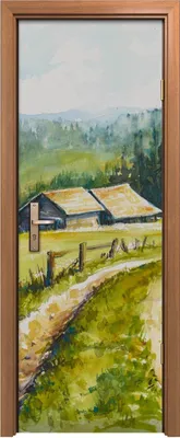Produktbild von Türposter 70x200 cm Türaufkleber Türtapete Türfolie Klebefolie Kunst ländliche Landschaft grüne Wiese