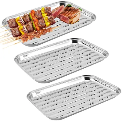 Immagine prodotto di Omgoods - Set di 3 accessori per griglia, contenitori riutilizzabili per verdure e carne