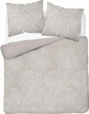 Produktbild von Satin Bettwäsche 160x200 Blumen Beige