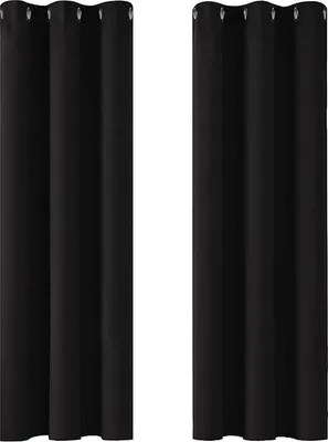 Obrázek produktu pro Zatemňovací závěsy Famanu, barva černá, termo závěsy s oky, vhodné do obývacího pokoje a ložnice, rozměry 107x229 cm, 2 kusy