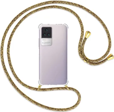 Produktbild von Handykette Backcover-Schutzhülle mit Band (Metall goldfarben) für Xiaomi Poco F4 5G / Redmi K40S  - braun+beige