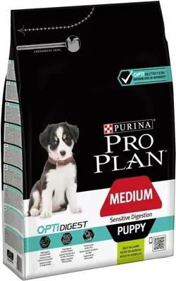 A bag of Purina Pro Plan puppy food.