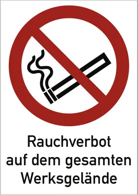Produktbild von Dreifke® Rauchverbot Werksgelände ISO 7010, Kombischild, Alu, 210x297 mm