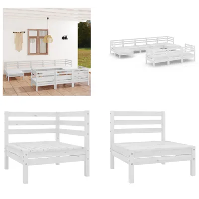 Produktbild von vidaXL 11 tlg. Garten Lounge Set Weiß Massivholz Kiefer - Gartenmöbel Set - Gartenmöbel Sets - Gartengarnitur - Gartengarnituren