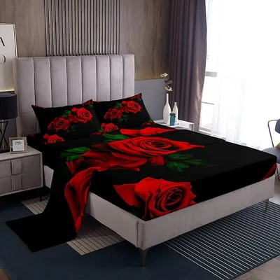 Immagine prodotto di Set di biancheria da letto "Rose rosse" in microfibra, 4 pezzi, 150x200 cm
