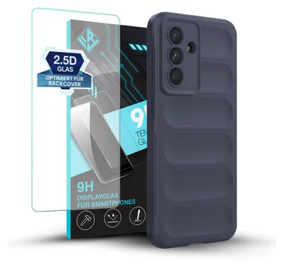 Produktbild von Handy Hülle für Samsung Galaxy A26 5G mit 9H Displayglas Displayschutz Plus Grip Case Cover Schutzhülle Softgrip Farbe: Dunkelblau