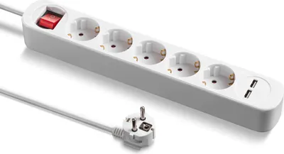 Produktbild von TROTEC Steckdosenleiste PVH5 mit 2 USB-Ladebuchsen | Langes 1,5 m KabelPVH5: 5-fach Schutzkontakt-Steckdosenleiste mit 2 USB-Ladeports (Typ A)