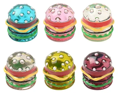 6 Hamburger-Cabochons aus Harz, 6 Farben, 16 mm, DIY-Bastelzubehör