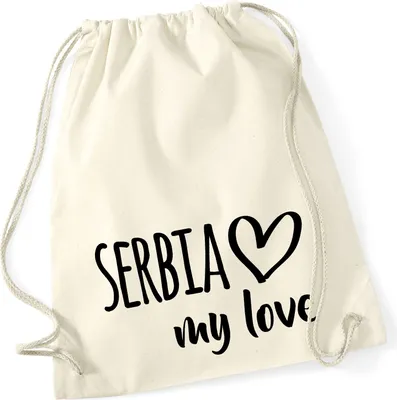Produktbild von Huuraa Turnbeutel Serbia my love 12 Liter Natural Baumwolle Rucksack Geschenkidee