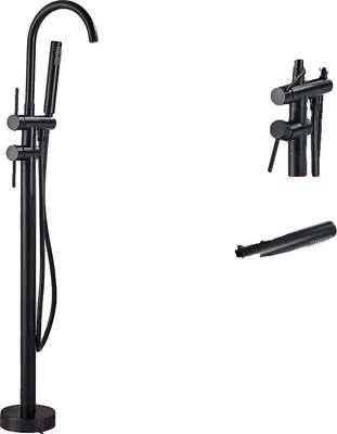 Immagine prodotto di Rubinetteria per vasca da bagno, installazione indipendente, design a doppia maniglia, nero