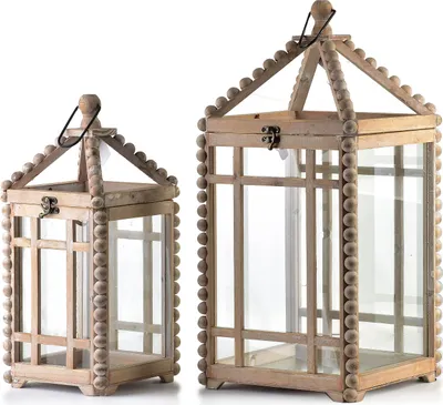 Immagine prodotto di Set di lanterne in legno LOKKE Lokke 26x26x55 cm e 19x19x42 cm, 2 pezzi