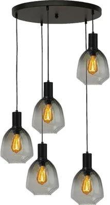 Produktbild von masterlight Pendelleuchte Porto 5-flammig Glas Grün-Transparent Ø60cm
