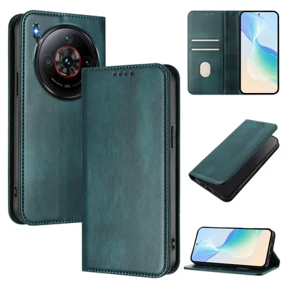 Obrázek produktu pro Pouzdro pro ZTE nubia Z60S Pro, vintage kožené pouzdro s RFID ochranou, přihrádkami na karty, stojánkem Zelený