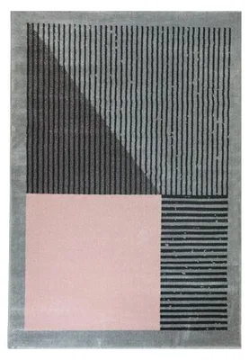 Productafbeelding van Seta Hali | Modern vloerkleed LARA - 120 cm x 170 cm - Grijs/Roze - Zacht en elegant - Geometrisch design