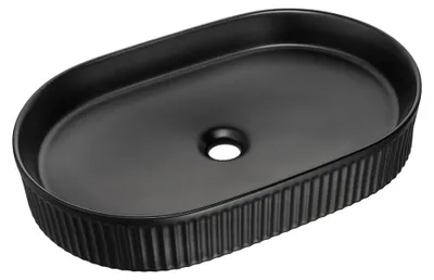 Produktbild von Ovales Aufsatzwaschbecken 56x36 cm in matter schwarzer Keramik