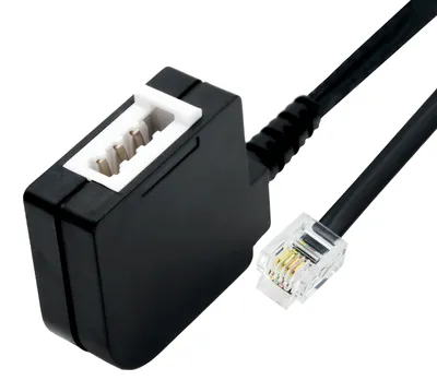 Zdjęcie produktu dla Adapter telefoniczny TAE, złącze TAE-F do wtyku RJ11/RJ14 6P4C, długość 0,2 m, kolor czarny