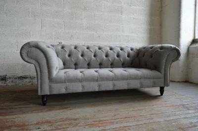 Immagine prodotto di Divano Chesterfield di design, set di 3 divani, divani imbottiti a tre posti