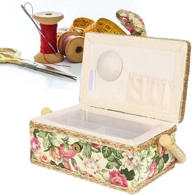 Produktbild von Famanu Nähkasten Doppelschicht - Blumenmuster
