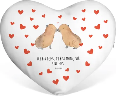 Produktbild von Mr. & Mrs. Panda Sofakissen Capybara Liebe - Weiß - Geschenk, Lustige Sprüche, Geschenkidee, Liebesspruch, Geschenkkissen, Dekokissen, Paar, Liebeskissen, Kuschelkissen
