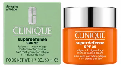Produktbild von Clinique Superdefense Broad Spectrum SPF 25 Fatigue + 1st Signs Of Age Multi-Correcting Cream, Frauen, 50 ml, Creme, Mischhaut, ölige Haut, Anti-Aging, Feuchtigkeitsspendend, Schutz, Topf