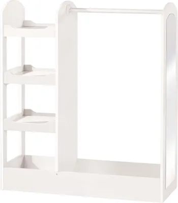 Produktbild von roba Garderobe, mit Kleiderständer, Regal, Kleiderstange & grossem Spiegel, aus Holz weiß lackiert