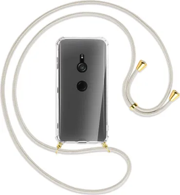 Produktbild von Handykette Backcover-Schutzhülle mit Band (Metall goldfarben) für Sony Xperia XZ3 - broken white